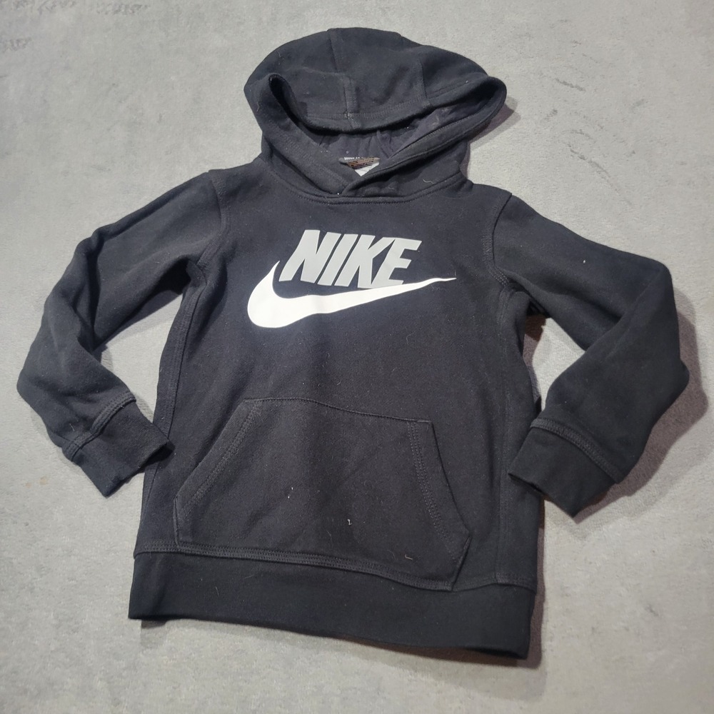 Nike Hoodie Kids Black Pullover Swoosh Logo Graphic Sportswear Gorpcore